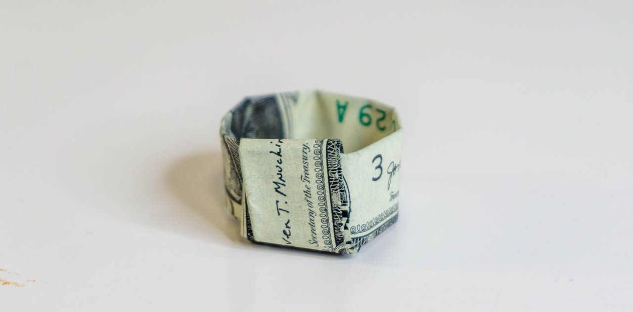 Origami Dollar Ring Step by Step Instructions - Thumbnail