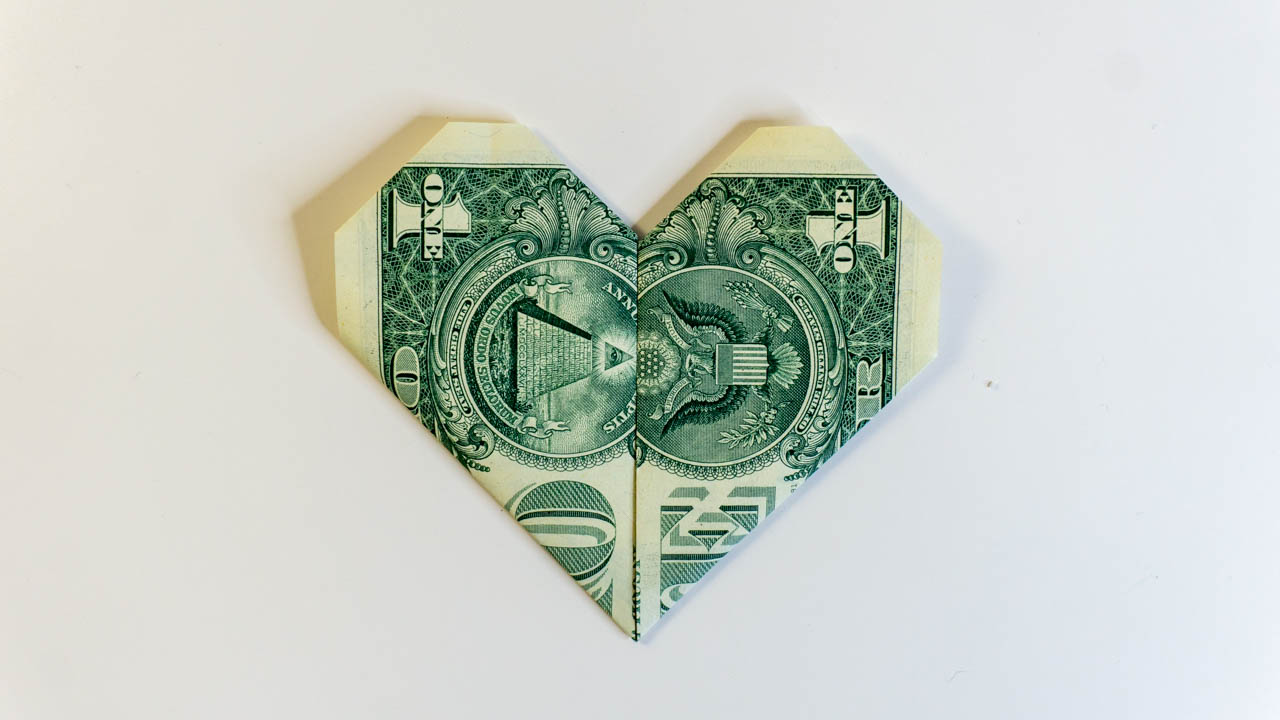 One Dollar Bill Heart Origami Origami With Money | The Summit Federal