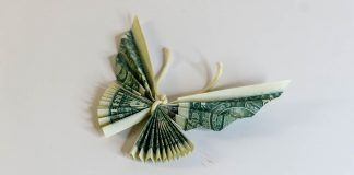 Origami Money Twist Tie Butterfly Instructions - Thumbnail