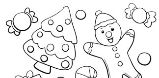 gingerbread - christmas coloring page - thumbnail