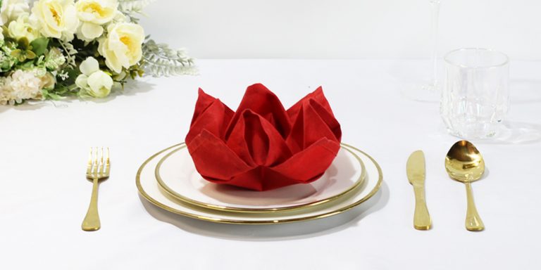 Create a Fun Yet Challenging 3D Rose Napkin Fold with Pictures
