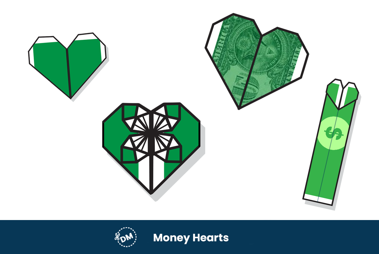 4 Different Ways to Make an Origami Money Heart