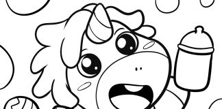 Adorable Unicorn Coloring Page - Thumbnail ver 1