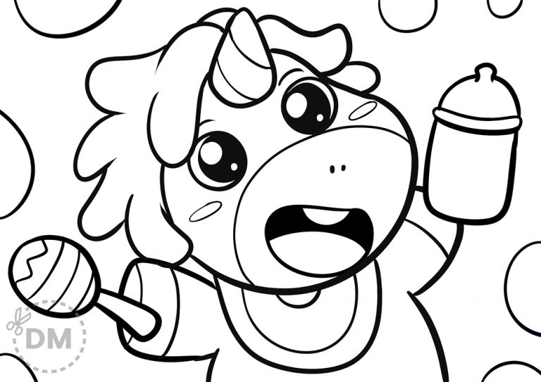 Adorable Unicorn Coloring Page For Kids to Color