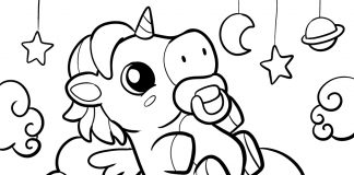 Baby Unicorn Coloring Page - Thumbnail ver 1