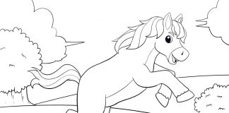 Horse jumping - coloring page- thumbnail