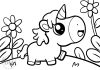 Mini Unicorn Coloring Page - thumbnail ver 1