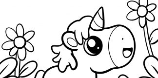 Mini Unicorn Coloring Page - thumbnail ver 1