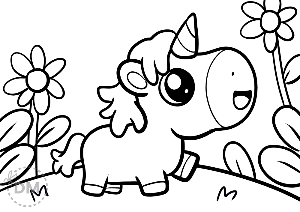 Mini Unicorn Coloring Page - thumbnail ver 1