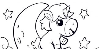 cartoon unicorn coloring pages - thumbnail ver 1