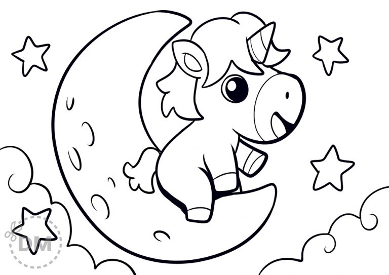 Cartoon Unicorn Coloring Page –  Free Printable Sheet