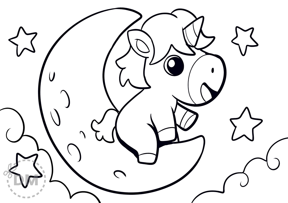 cartoon unicorn coloring pages - thumbnail ver 1