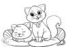 cat with kitten coloring page - thumbnail ver 1