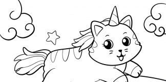 caticorn coloring page - thumbnail ver 1