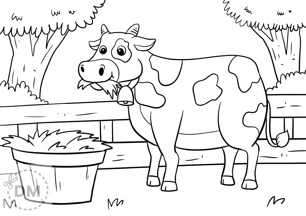 Printable Farm Animal Coloring Page - Cow - diy-magazine.com