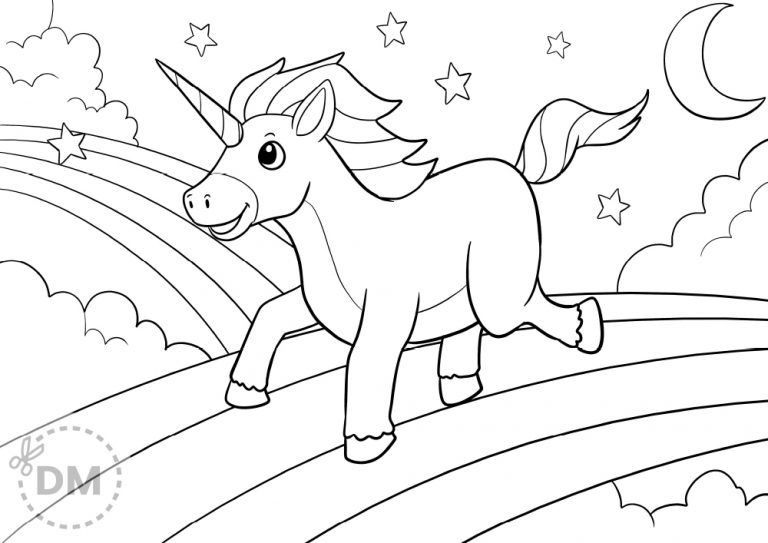 Cute Unicorn Coloring Page – Easy