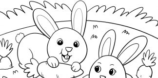 cute bunny coloring page - thumbnail ver 1