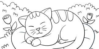 cute cat coloring page - thumbnail ver 1