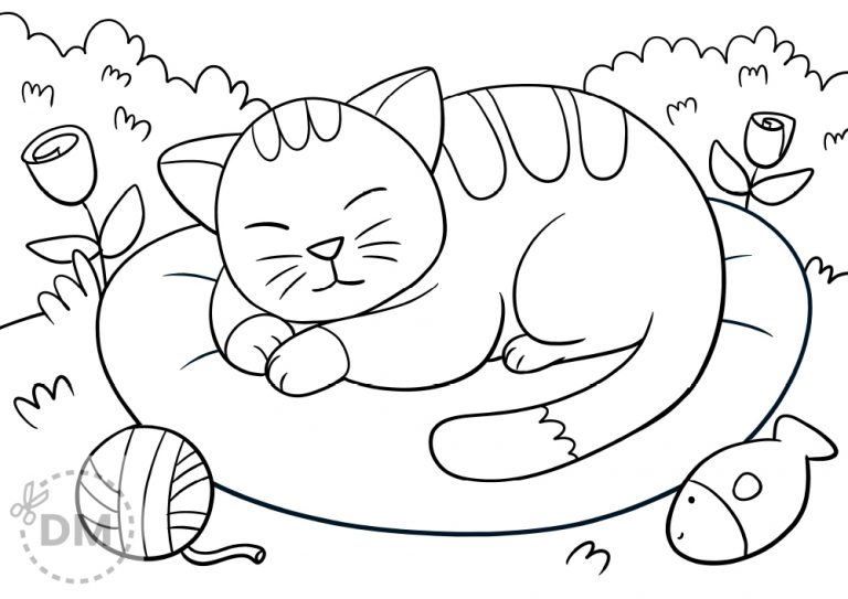 Cat Drawing and Coloring Pages for kids