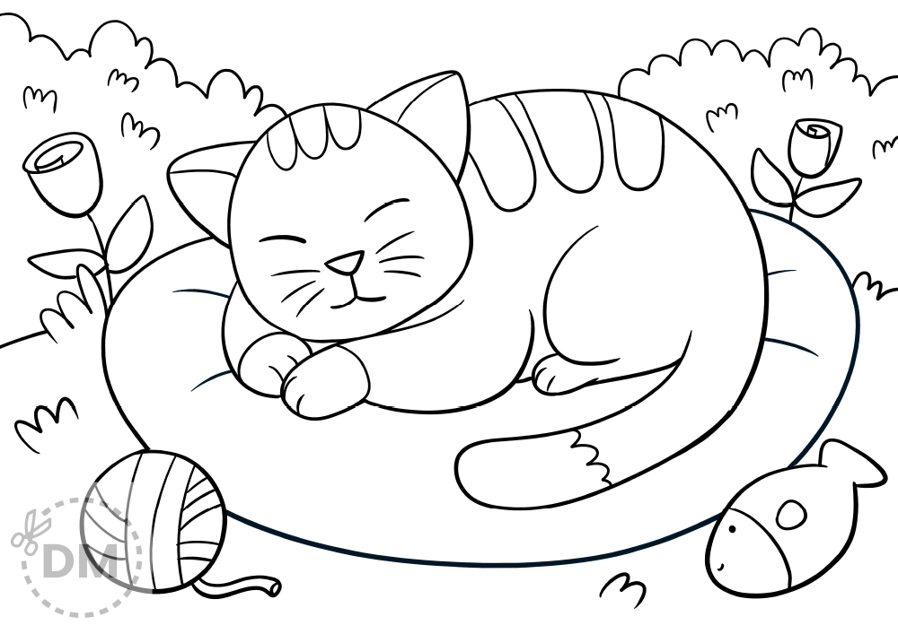 cute cat coloring page - thumbnail ver 1