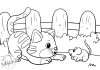 cute cat with mouse - coloring page - thumbnail ver 1