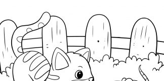 cute cat with mouse - coloring page - thumbnail ver 1