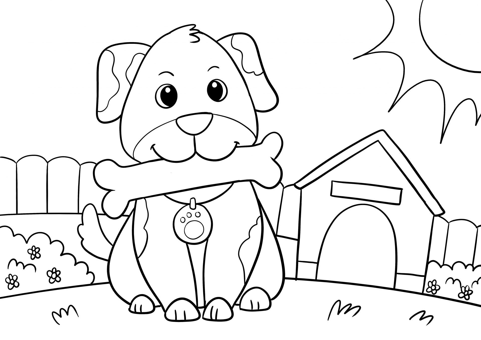 Cute Dog Coloring page - Free Printable Sheet for Kids - diy-magazine.com