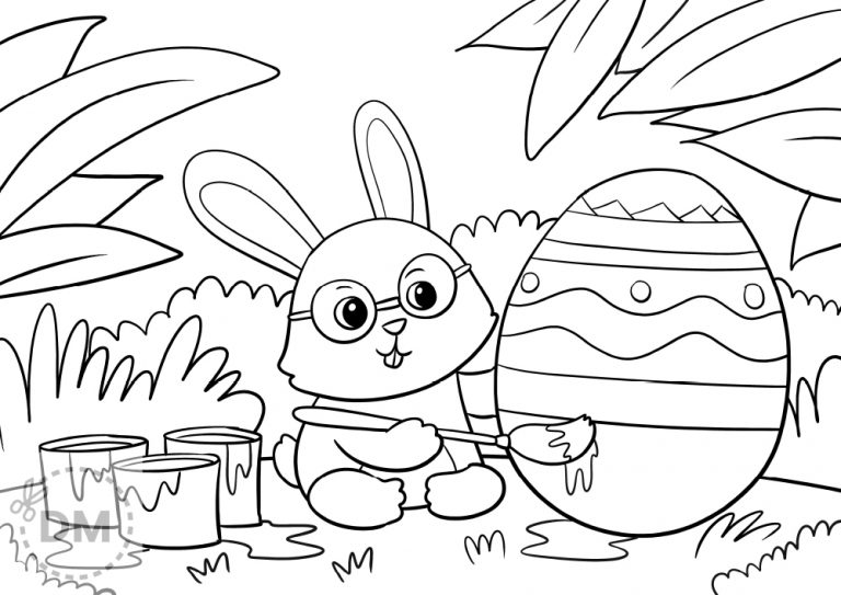 Cute Easter Bunny Coloring Page for Kids