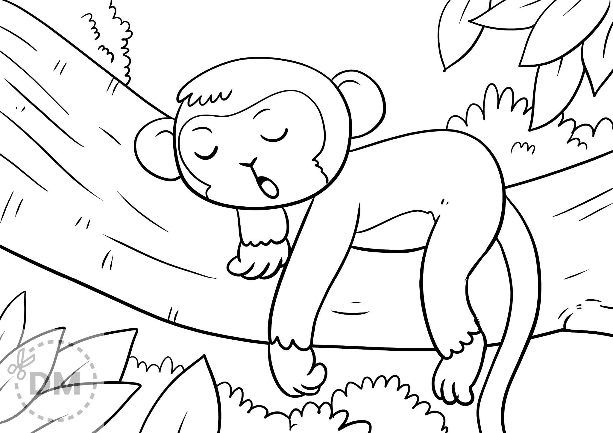 Cute Monkey Coloring Page | Free Printable Sheet - diy-magazine.com