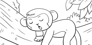 cute monkey coloring page for kids - thumbnail ver 1