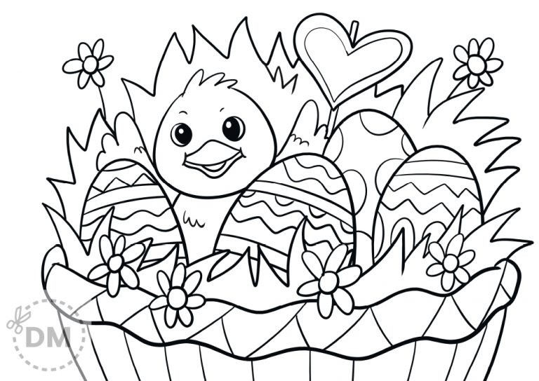 Easter Egg and Baby Chick Coloring Page