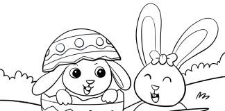 easter rabbits painting an egg -- thumbnail