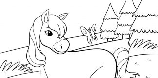 easy horse coloring pagemonkey in tree - thumbnail