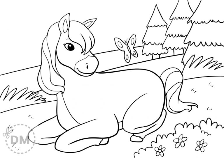 Easy Horse Coloring Page | Printable Sheet for Kids