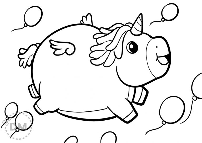 Fat Unicorn Coloring Page – Cute Printable Sheet for Kids