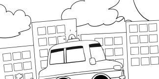 fire truck coloring pagemonkey in tree - thumbnail