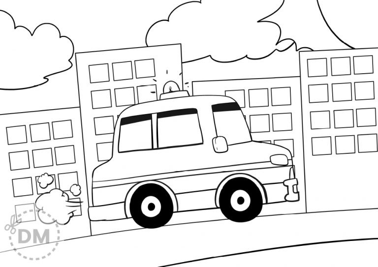 Printable Police Car Coloring Page for Kids