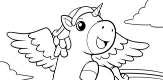 flying unicorn coloring page - thumbnail ver 1