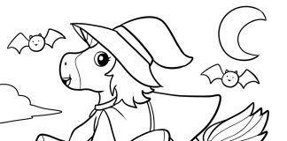 halloween unicorn coloring page thumbnail ver 1