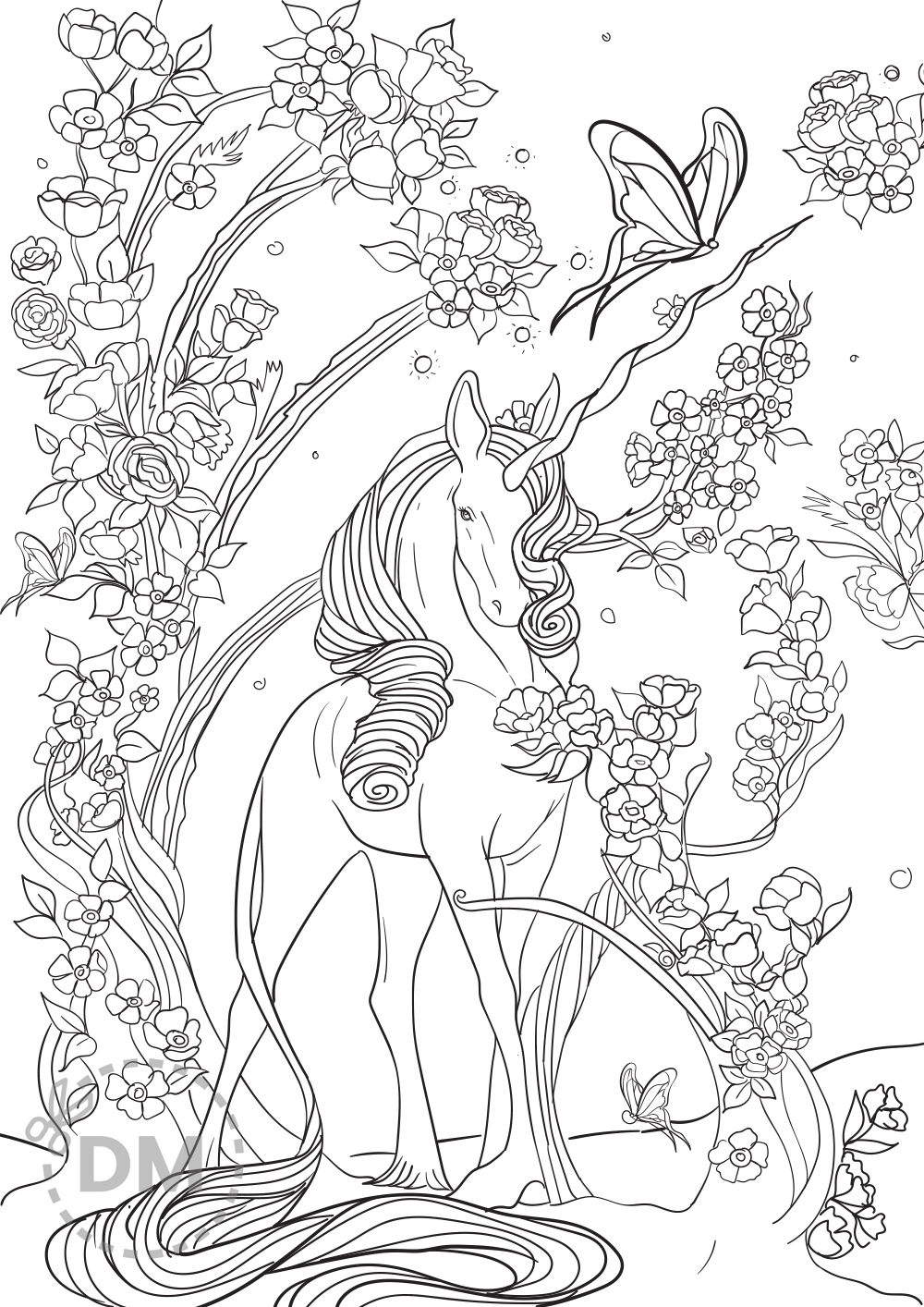 Unicorn Coloring Page for Adults   Printable Page for Download ...