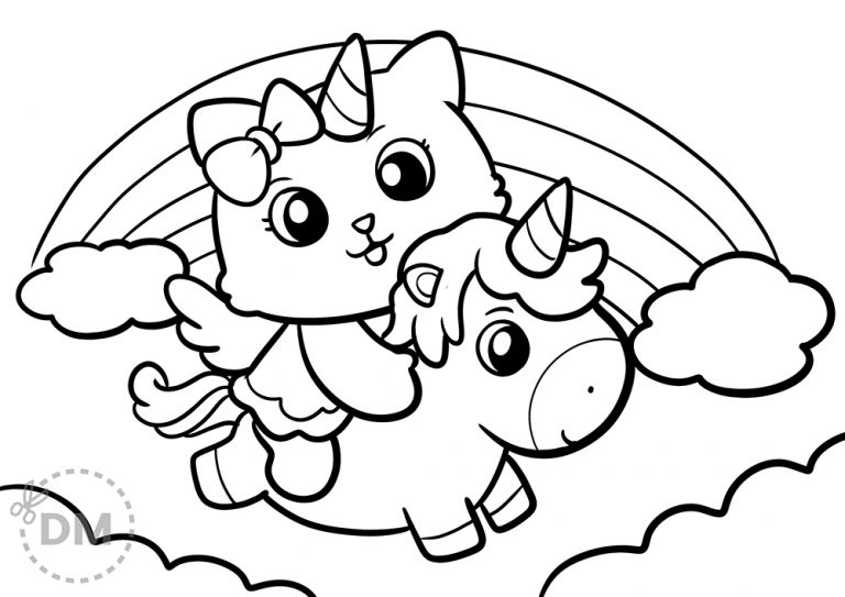 Hello Kitty Cat Unicorn Coloring Page