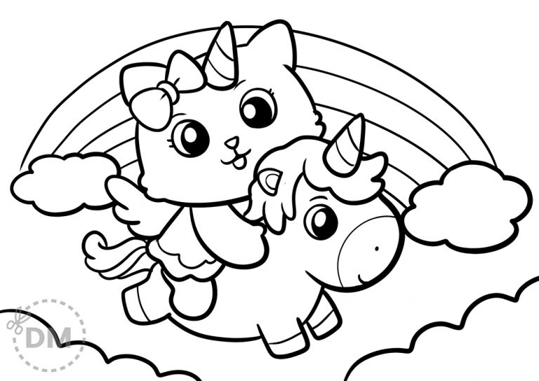 Hello Kitty Cat Unicorn Coloring Page - diy-magazine.com