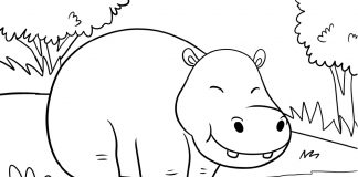 hippo on river - coloring pagemonkey in tree - thumbnail