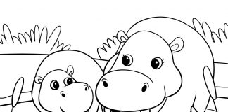 hippos coloring pagemonkey in tree - thumbnail