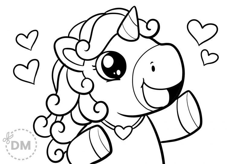 Super Cute Kawaii Unicorn Coloring Page Super Cute Kawaii Unicorn Coloring Page