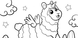 llamacorn coloring page unicorn - thumbnail ver 1