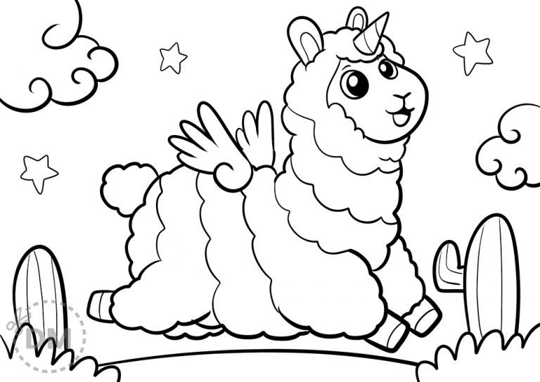 Llamacorn Coloring Page – Llama Unicorn Coloring Sheet