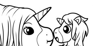 mom and baby unicorn coloring page - thumbnail ver 1
