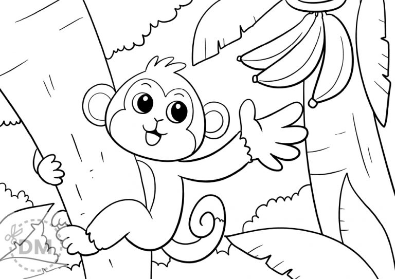 Monkey in a Tree Coloring Page
