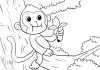 Monkey Eating A Banana Coloring Page monkey with banana - coloring page for kids - thumbnail